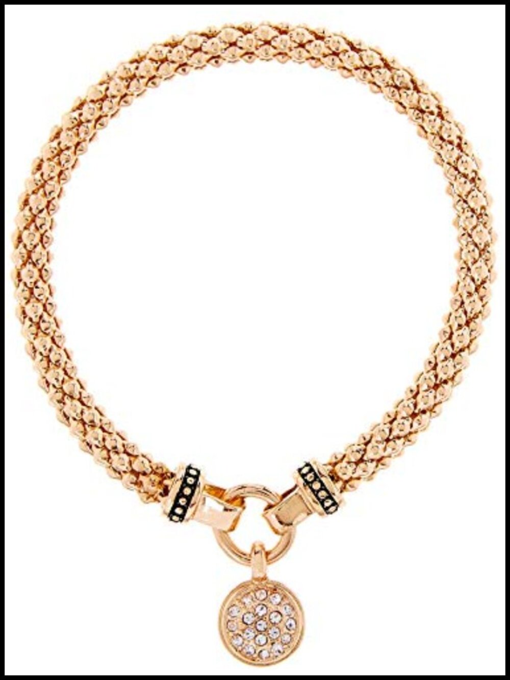9 Piece Stretch Bracelet Set Gold Tone Clear Glass Accents Stackable Fashion